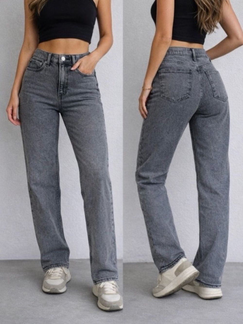 GAP 90s Loose High Rise Gray Straight Jeans